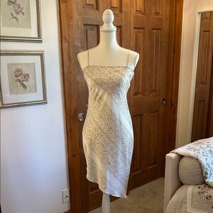 Elegant Cream Leopard Print Slip Dress